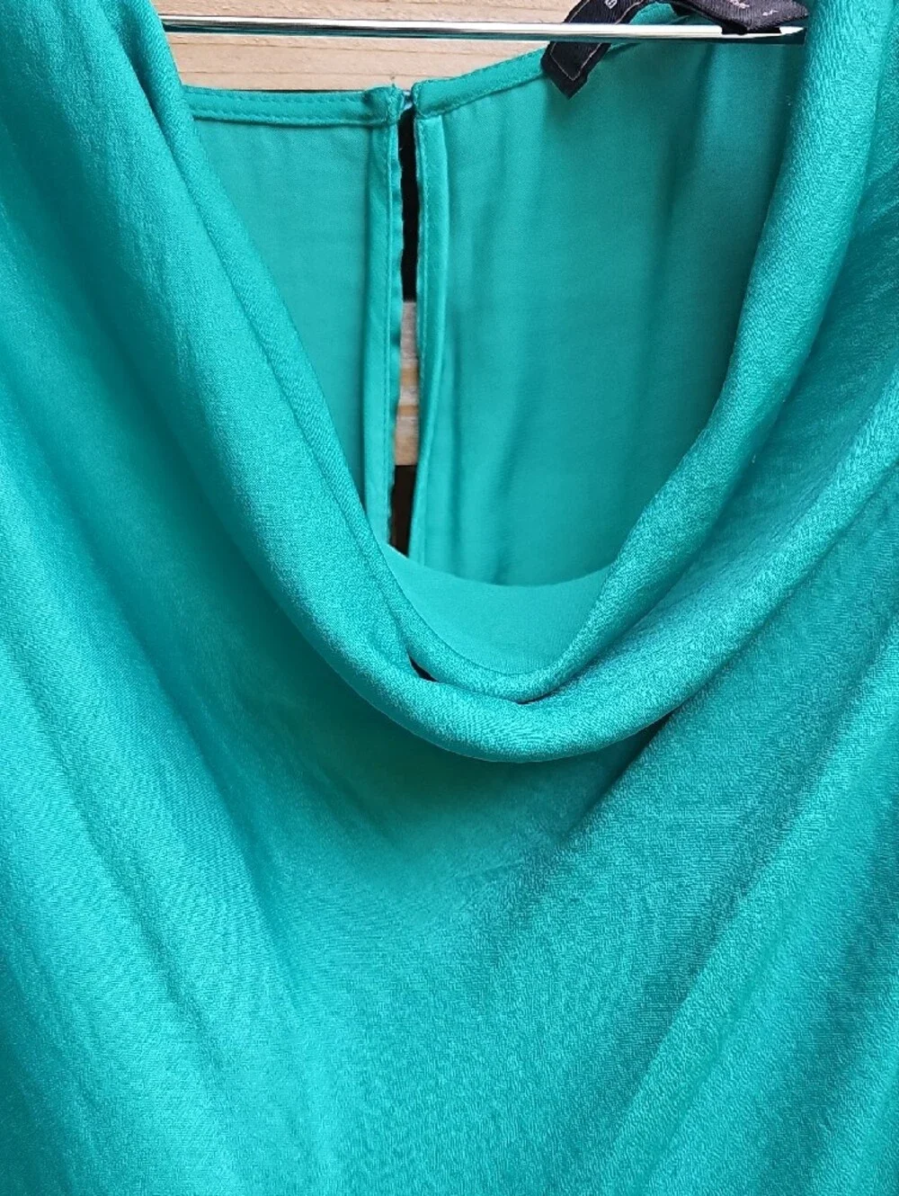 BCBGMaxAzria Teal Draped Cowl Midi Dress - Picture 5 of 9